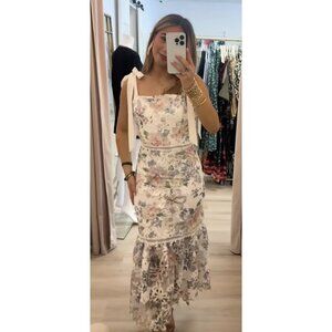 AROSE STUDIO Madison Floral Lace Tie Strap Sleeveless Midi Dress Size X-Large